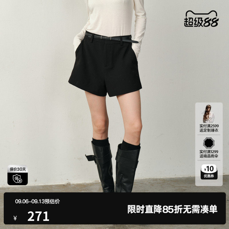 U/TI率性西装短裤女装简约通勤风显瘦宽松休闲裤尤缇2025冬季新款
