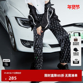 TI复古花版 春季 印花绸面运动裤 女设计感直筒休闲裤 尤缇时尚 新款