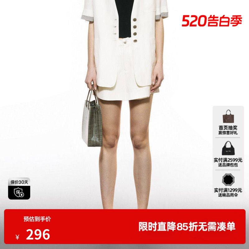 U/TI亚麻西装短裙裤女百搭通勤简约高腰显瘦短裤尤缇2025秋季新款