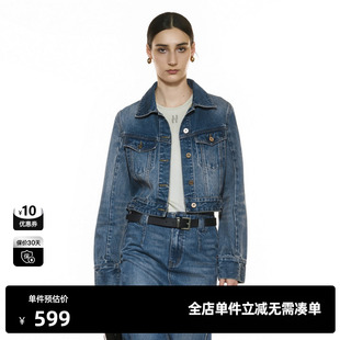 TI翻领短款 丹宁复古时尚 牛仔外套女装 正肩上衣尤缇2025秋季 新款