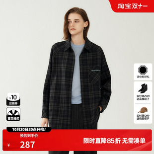 U/TI格纹翻领长袖衬衫女装复古简约直筒休闲外套尤缇2026冬季新款
