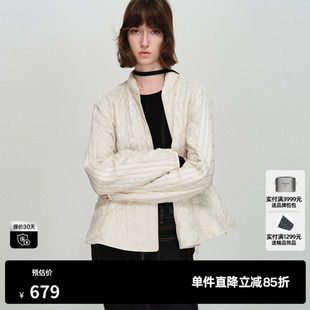 新款 TI亮面菱格米白棉服女宽松落肩光泽肌理感外套尤缇2026春季