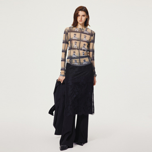 百搭修身 长袖 T恤尤缇时尚 新款 时尚 秋季 TI萌宠满印叠搭皮肤衣女