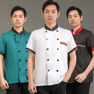 半袖 厨师服短袖 夏装 厨师工作服装 酒店饭店餐厅食堂厨房春秋绣 长袖