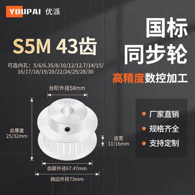 YOUPAI现货精加工内孔同步轮传动