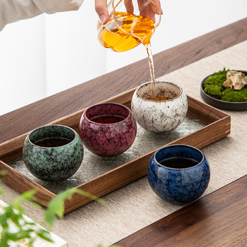 窑变龙蛋杯高档不倒杯防烫陶瓷杯建盏主人杯大容量茶杯复古品茗杯