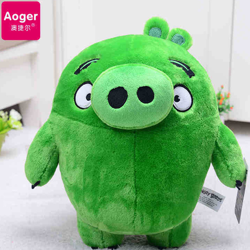 正版澳捷尔毛绒玩具新品愤怒的小鸟绿色小猪公仔同款玩偶生日礼物