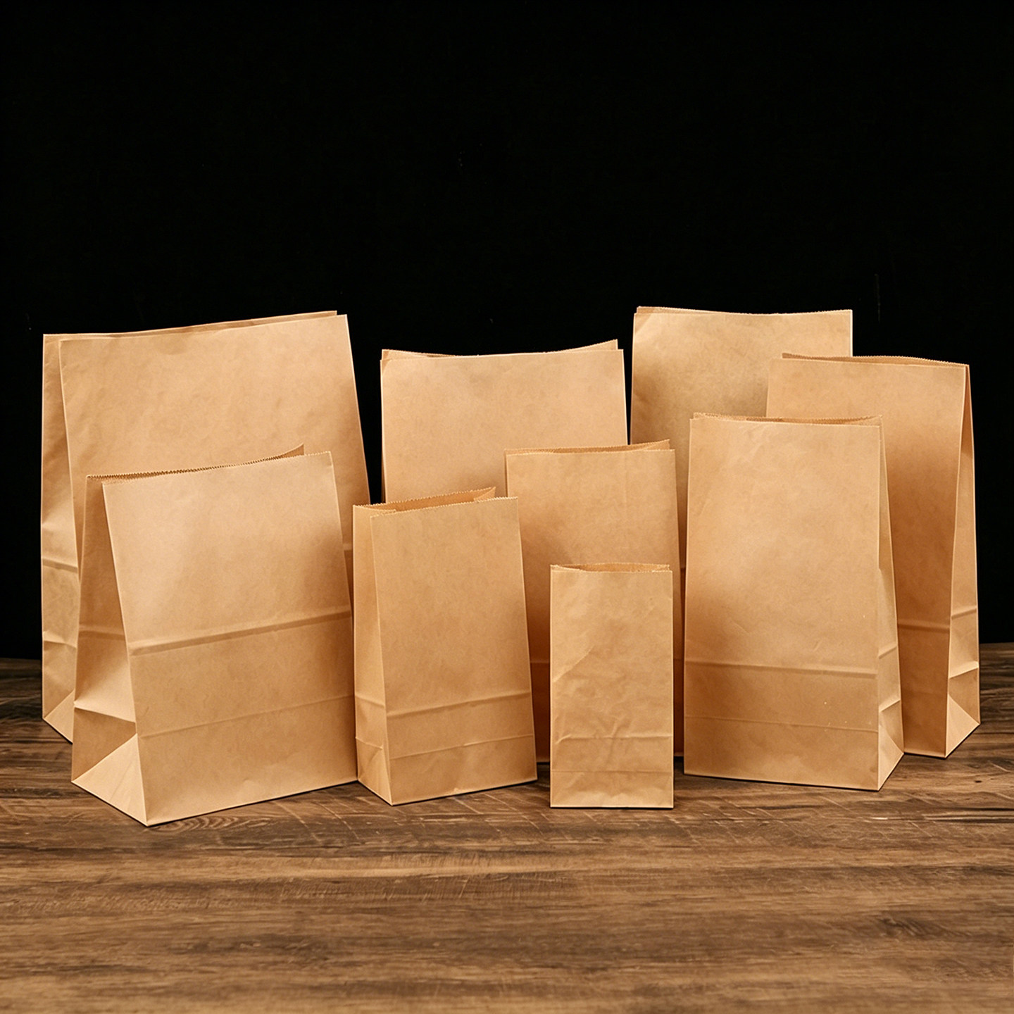 牛皮纸袋食品袋现货方底外卖打包袋纸袋面包袋饼干烘焙白色纸袋