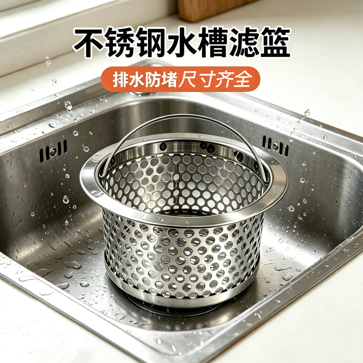 厨房水槽垃圾过滤器下水道洗碗池漏斗提篮洗菜盆水池不锈钢过滤网