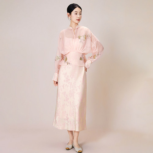 拾白新中式夏季女装上衣粉色