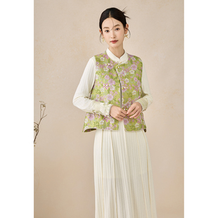 SHIBAI拾白 盛夏 浮雕花朵独特漂亮新中式国风背心叠穿上衣女马甲