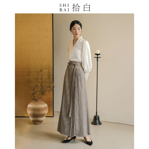 SHIBAI拾白新中式提花马面裙春秋新款唐装中国风女装改良汉服日常