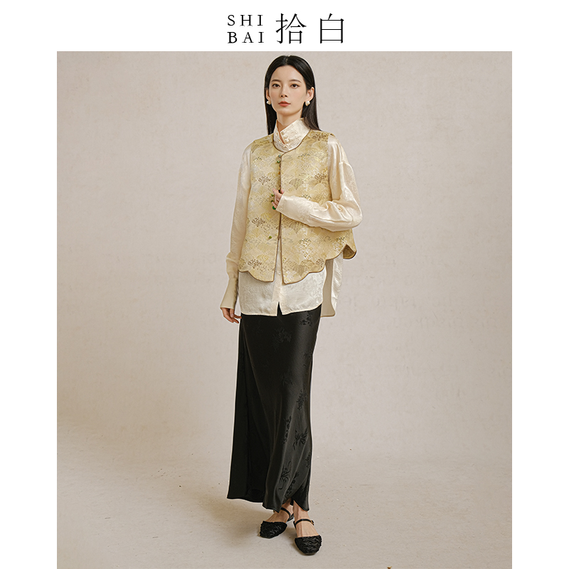 SHIBAI拾白新中式马甲原创国风高端女装精致优雅气质改良盘扣上衣