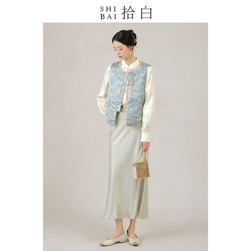 新中式仿宋锦提花马甲