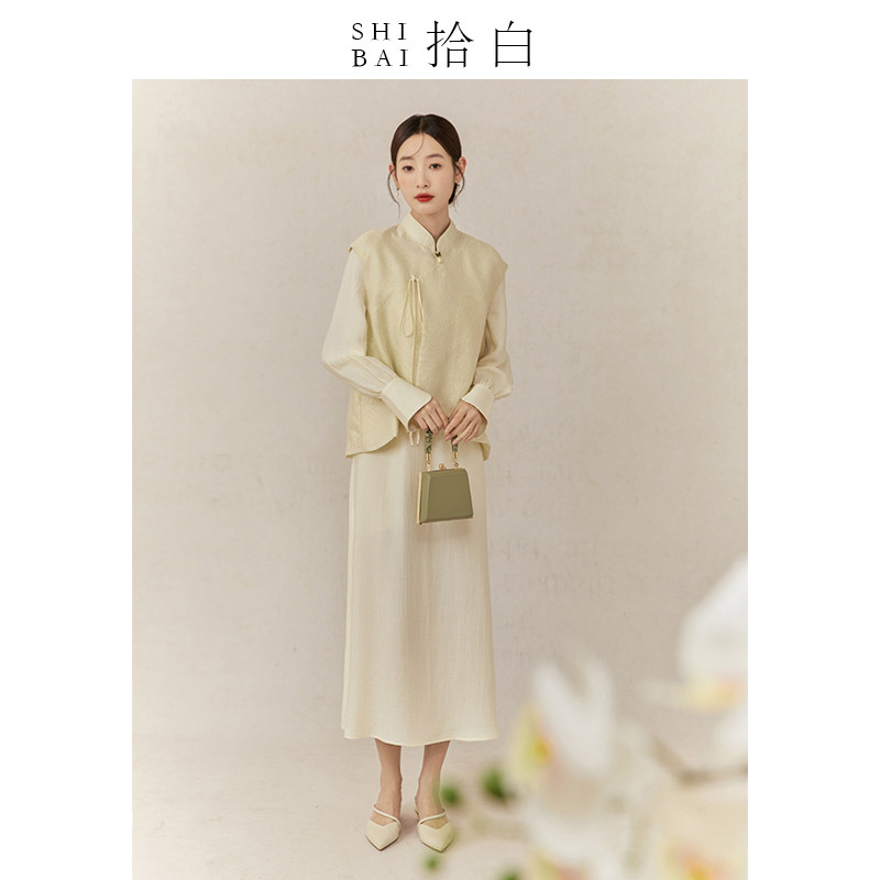SHIBAI拾白新中式连衣裙春夏女装国风日常休闲气质连衣裙