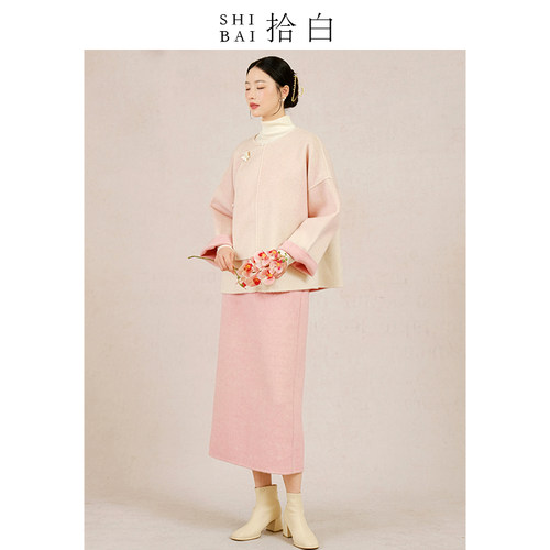 新中式双面呢全澳毛毛呢外套