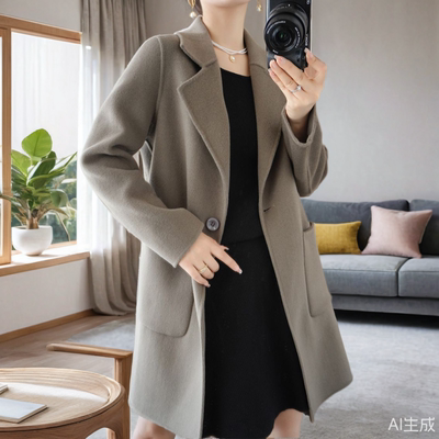 双面羊绒大衣女中长款小个子毛呢