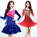 裙子时尚 秋冬加厚演出服金丝绒长袖 演出连衣裙 广场舞舞蹈服装 新款