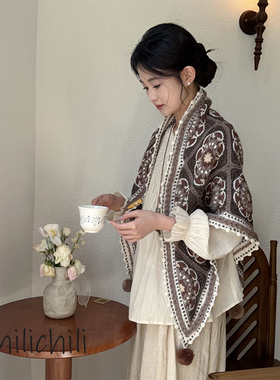 CHILI 原创设计手工创意礼物羊毛秋冬祖母格复古披肩毛毯材料包