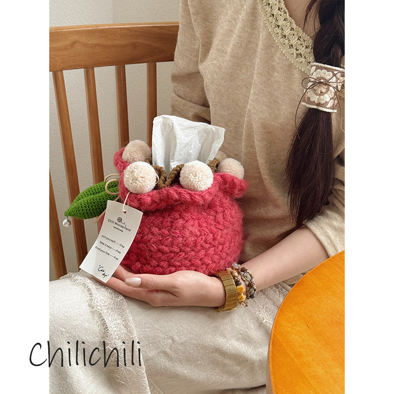CHILI原创小众设计创意手工钩织收纳居家纸巾抽纸包马海材料成品