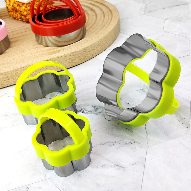 现货不锈钢饼干模带手柄水果切模三明治切模具蔬菜切厨房烘焙工具