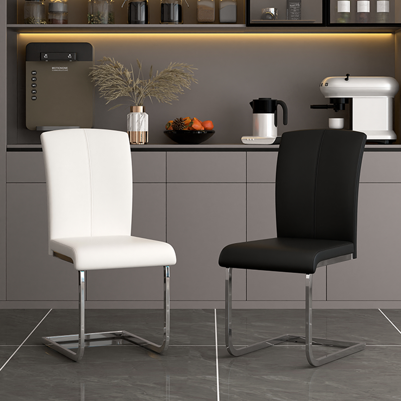 可好欧式轻奢餐椅家用简约无扶手皮椅铁艺靠背椅舒适弓形靠背凳子