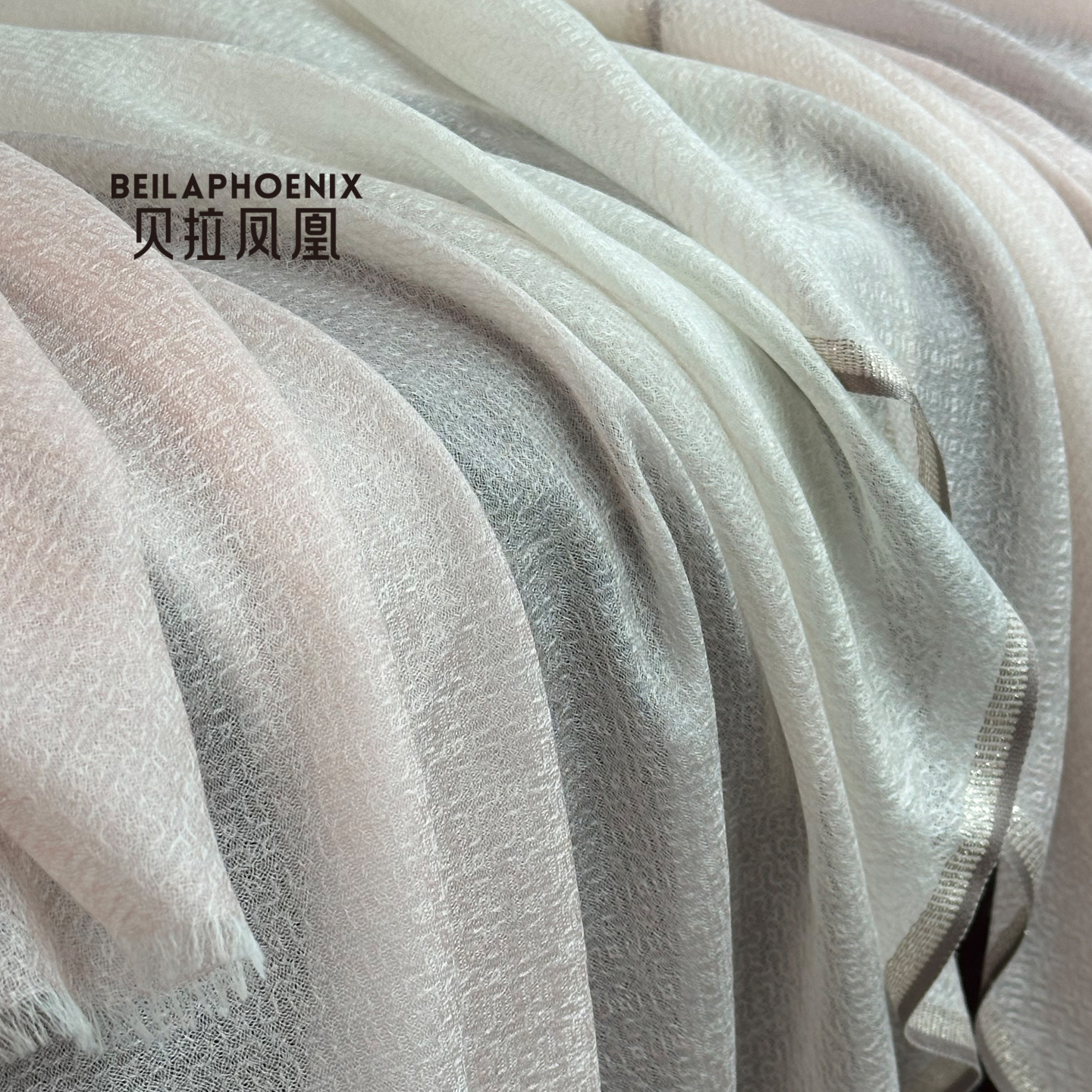 贝拉凤凰意大利高奢渐变提花戒指绒夏空调披肩防晒外搭纯羊绒围巾 - 封面