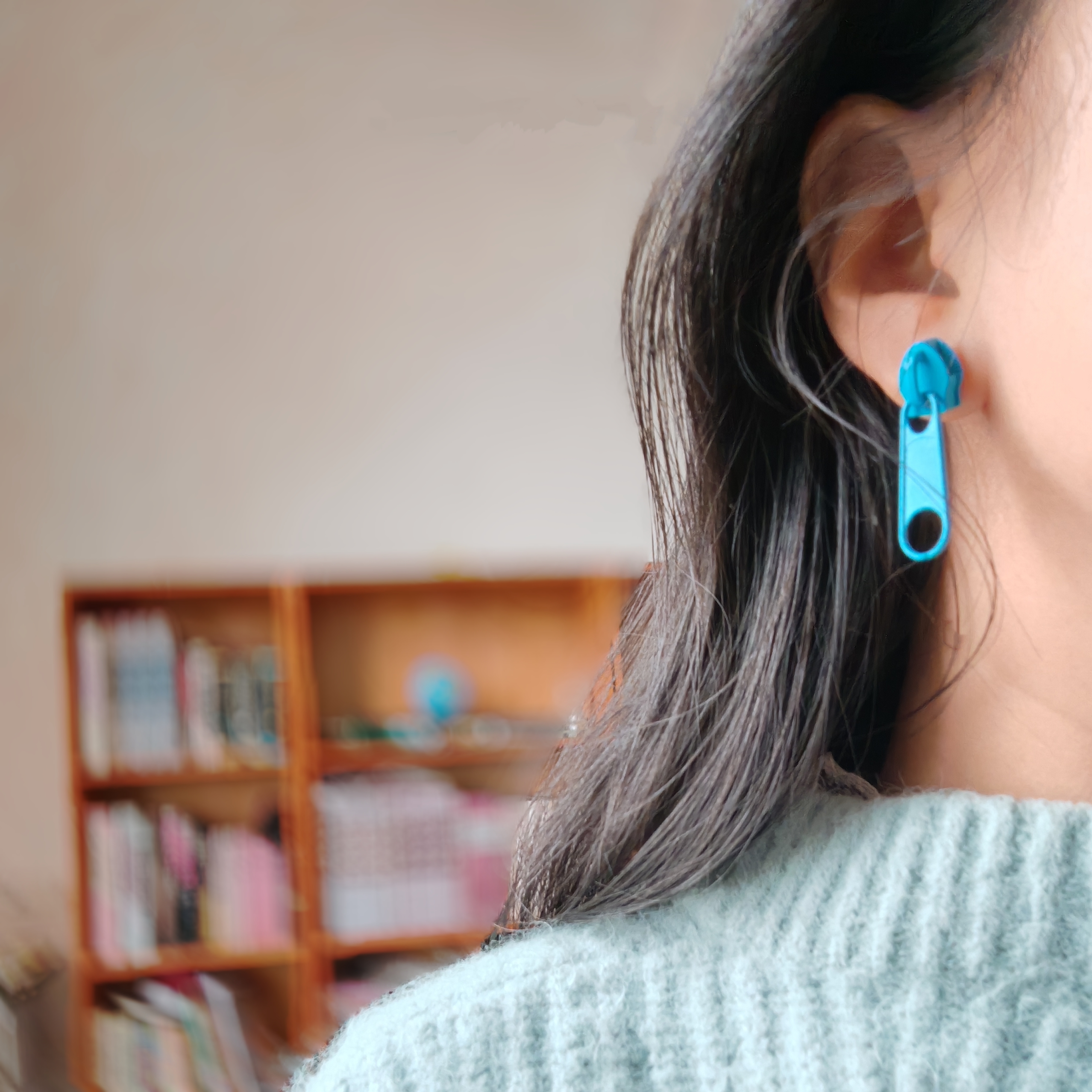 简约搞怪拉链耳环趣味创意独特耳钉彩色无耳洞耳夹张泽禹同款