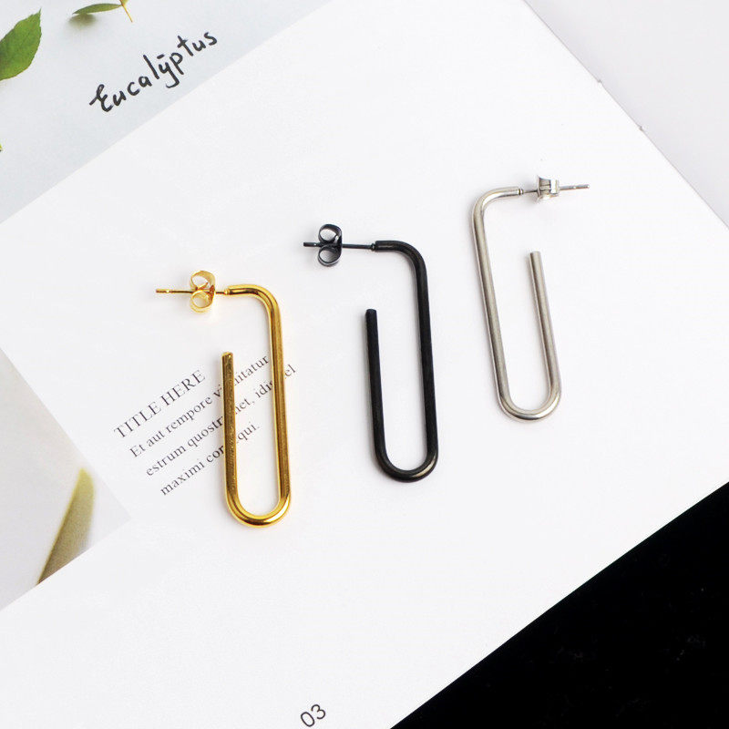 简约定制耳环百搭港风街头回形针耳钉权志龙gd同款耳环男女耳针