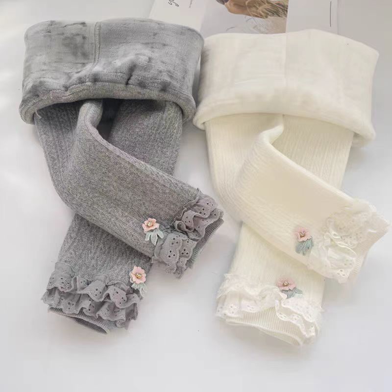 女童宝宝连裤袜秋冬季加绒加厚款打底袜婴儿可开裆九分打底裤儿童