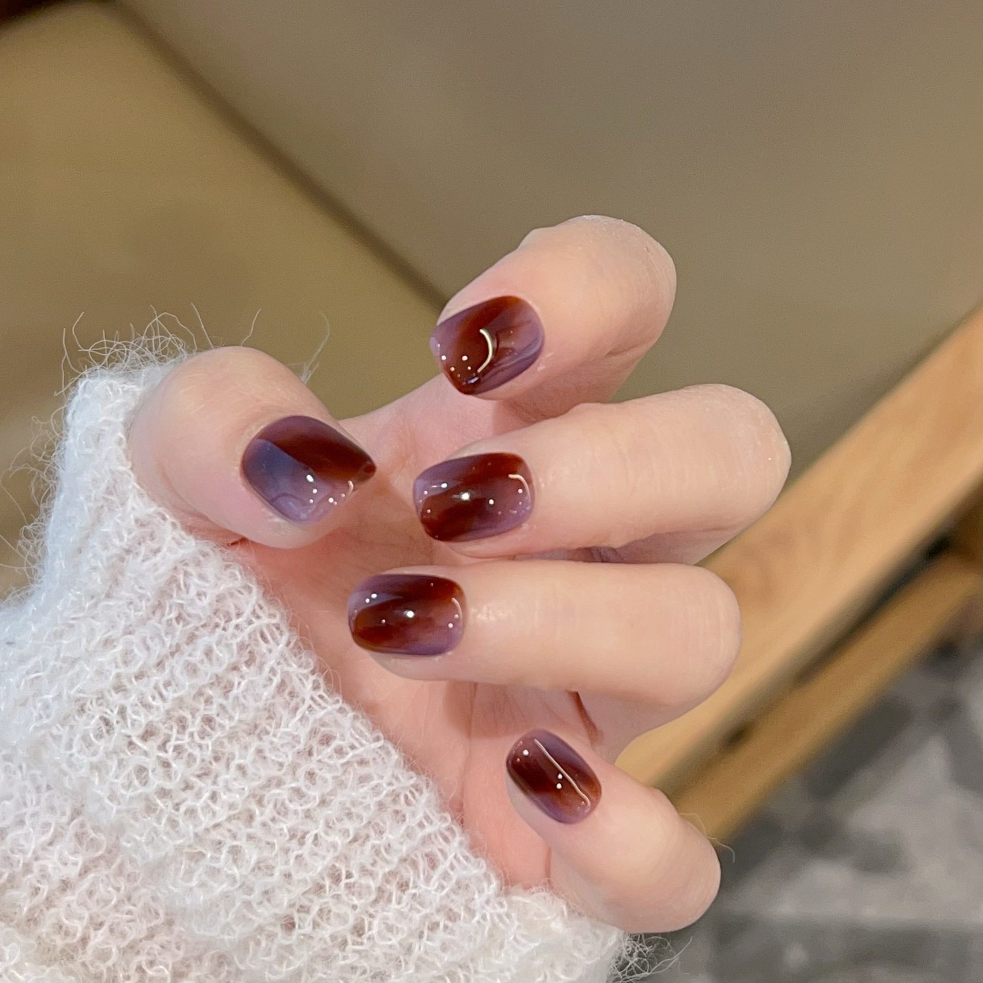 【紫纱迭迷】焦糖色紫色琥珀晕染纯手工Y839款带盒子工具包,彩妆/香水/美妆工具,穿戴甲/甲片,淘宝优惠券,粉丝福利购,淘宝优惠卷