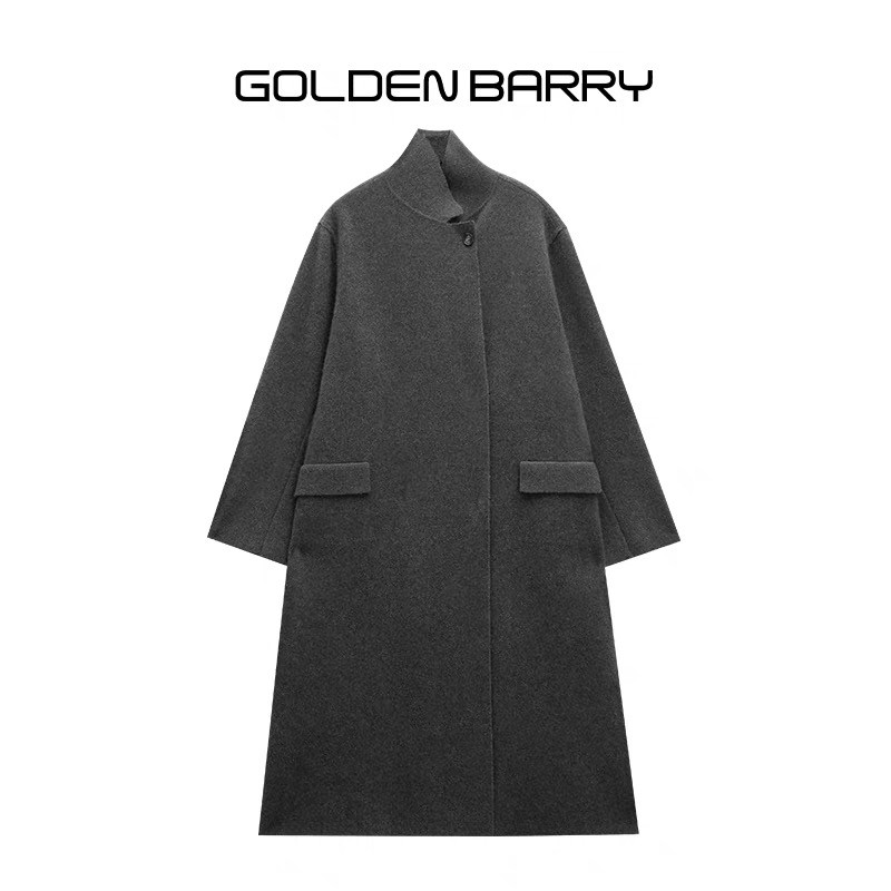 GOLDEN BARRY金和百瑞2025年早春高级灰宽松牦牛绒毛织开衫243110