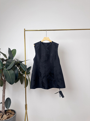 GOLDENBARRY|金和百瑞123122新中式丝麻暗纹提花收腰马甲