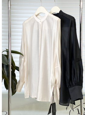 金和百瑞 法式灯笼袖设计师衬衣212505春夏百搭时尚原创宽松透视