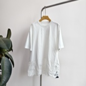 GOLDEN BARRY 金和百瑞夏镂空刺绣拼接T恤女201005