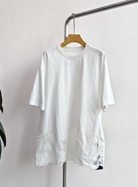 GOLDEN BARRY|金和百瑞夏镂空刺绣拼接T恤女201005