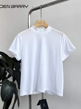 GOLDEN BARRY｜金和百瑞2025春夏201966半高领白色短袖t恤