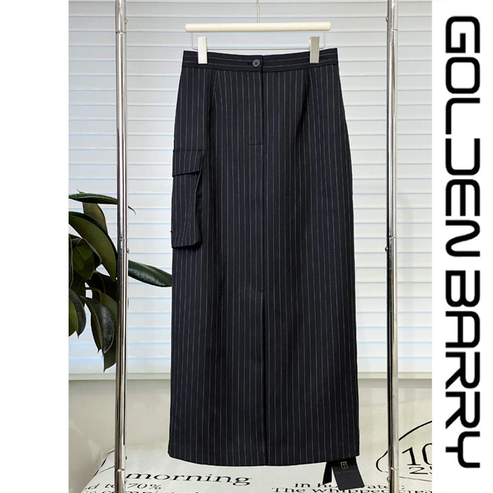 金和百瑞|高腰时尚条纹工装半身裙310109春夏时装百搭女士气质h型