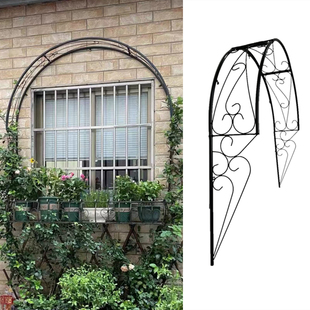 蓝雪花铁线莲月季窗户半拱形拱门花架爬藤架攀爬植物支架铁艺户外