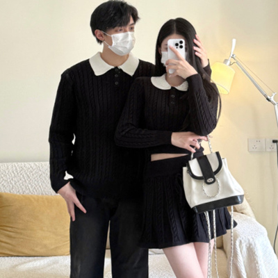 情侣装套装一裙一衣女针织衫毛衣秋冬新款显瘦半身裙时尚高级套装