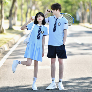 班服夏季 T恤学院风初中高中小学生毕业合唱演出运动会校服套 短袖