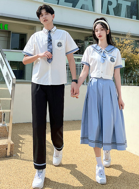 学院风校服jk衬衫附初高中制服夏季短袖学生毕业运动会两件套班服