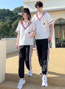 毕业高三班服定制t恤套装学院风初中高中生运动会情侣装夏装校服