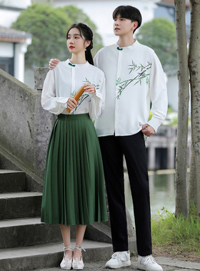 秋季民国风长袖演出服比赛舞台服男女学生运动会合唱古风班服套装