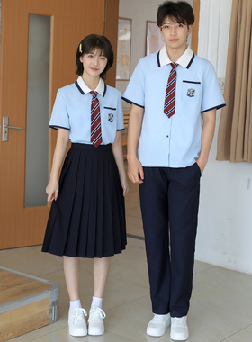 初三高三毕业照校服套装JK制服学院风中学生班服运动会夏季演出服