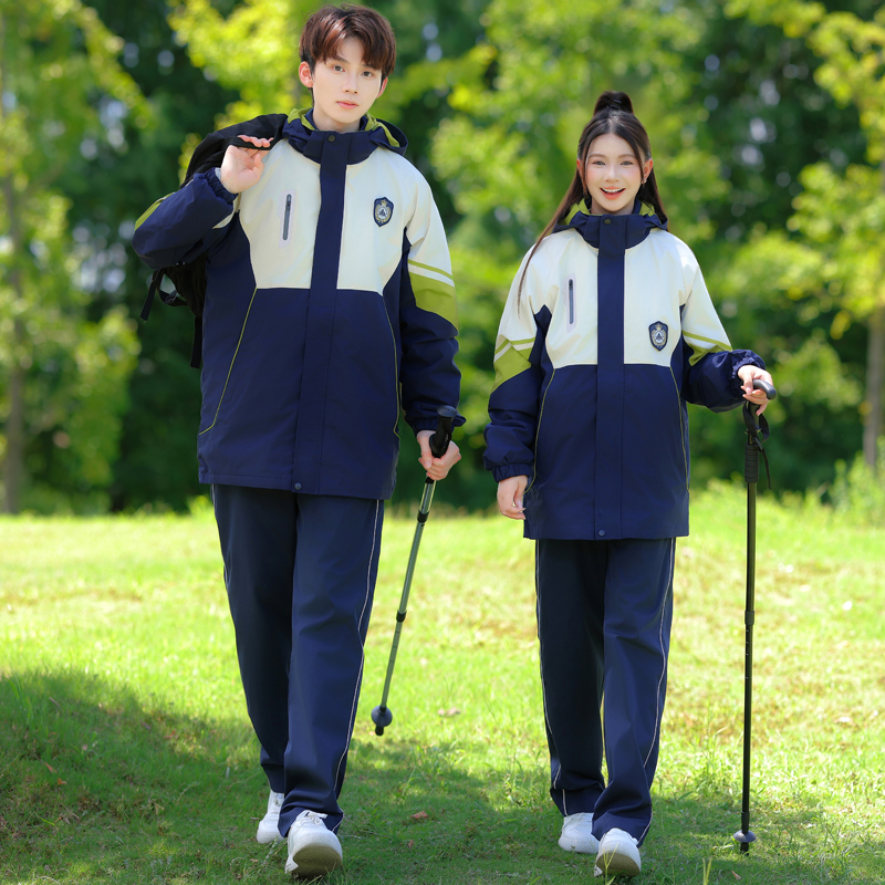 学院风秋冬季初中生班服冲锋衣四件套高中小学生六年级运动会校服