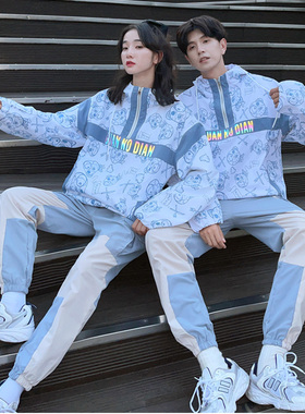 休闲套装男ins潮春秋季情侣外套开衫拉链卫衣裤子运动服学生班服