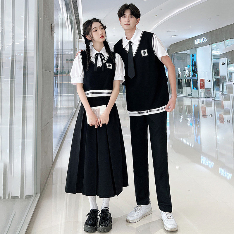 班服高中生学院风夏季套装连衣裙短袖衬衫初三高三毕业照成人礼服