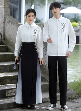 中国风情侣装一裙一衣复古民国风班服套装朗诵合唱古典舞蹈演出服