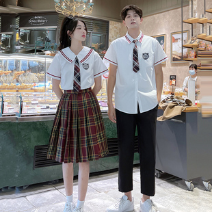 春夏季新款校服学院套装小学生初高中生班服情侣装衬衫毕业女裙子